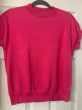 Tahari Short Sleeve Knit Top in Bright Pink